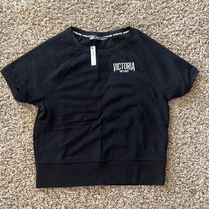 NWT never before worn Victoria’s Secret black short sleeve hoodie size small